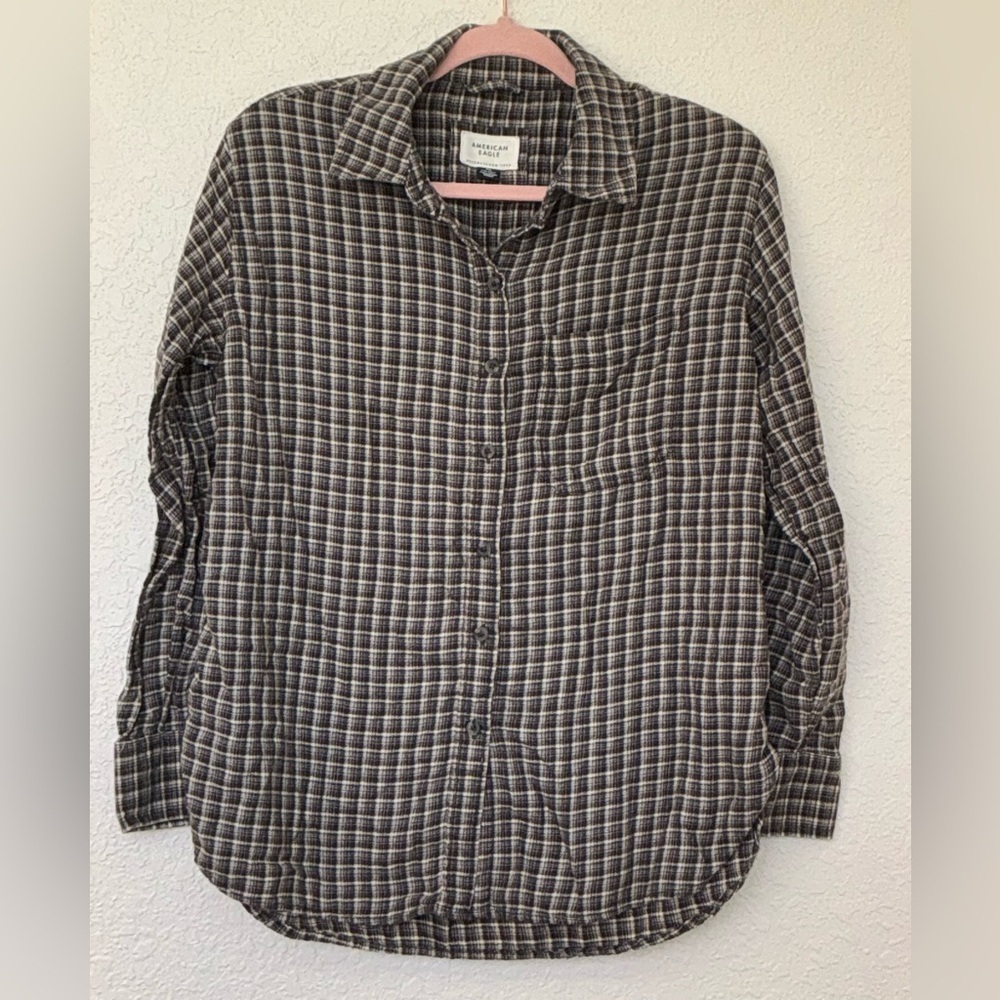 American Eagle Oversized Plaid Button Up